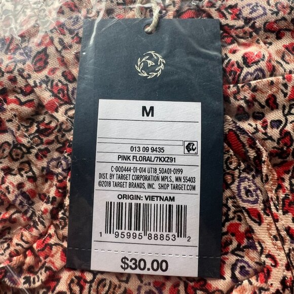 Universal Thread Women's Sleeveless Short Pintuck Dress Pink Floral M - Picture 3 of 3